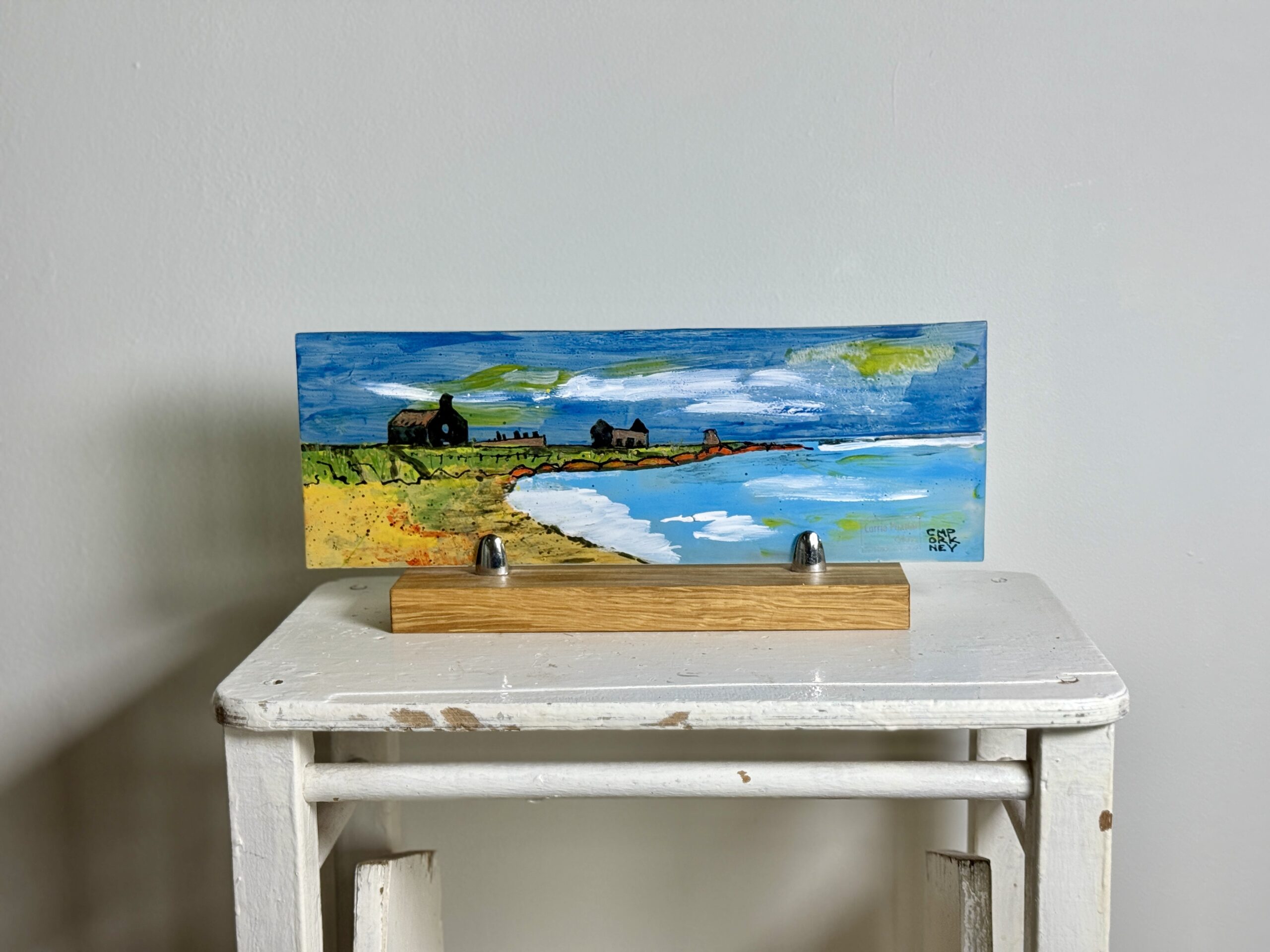 East Side Beach with St. Peter's Kirk. Panel in Oak stand - Image 2