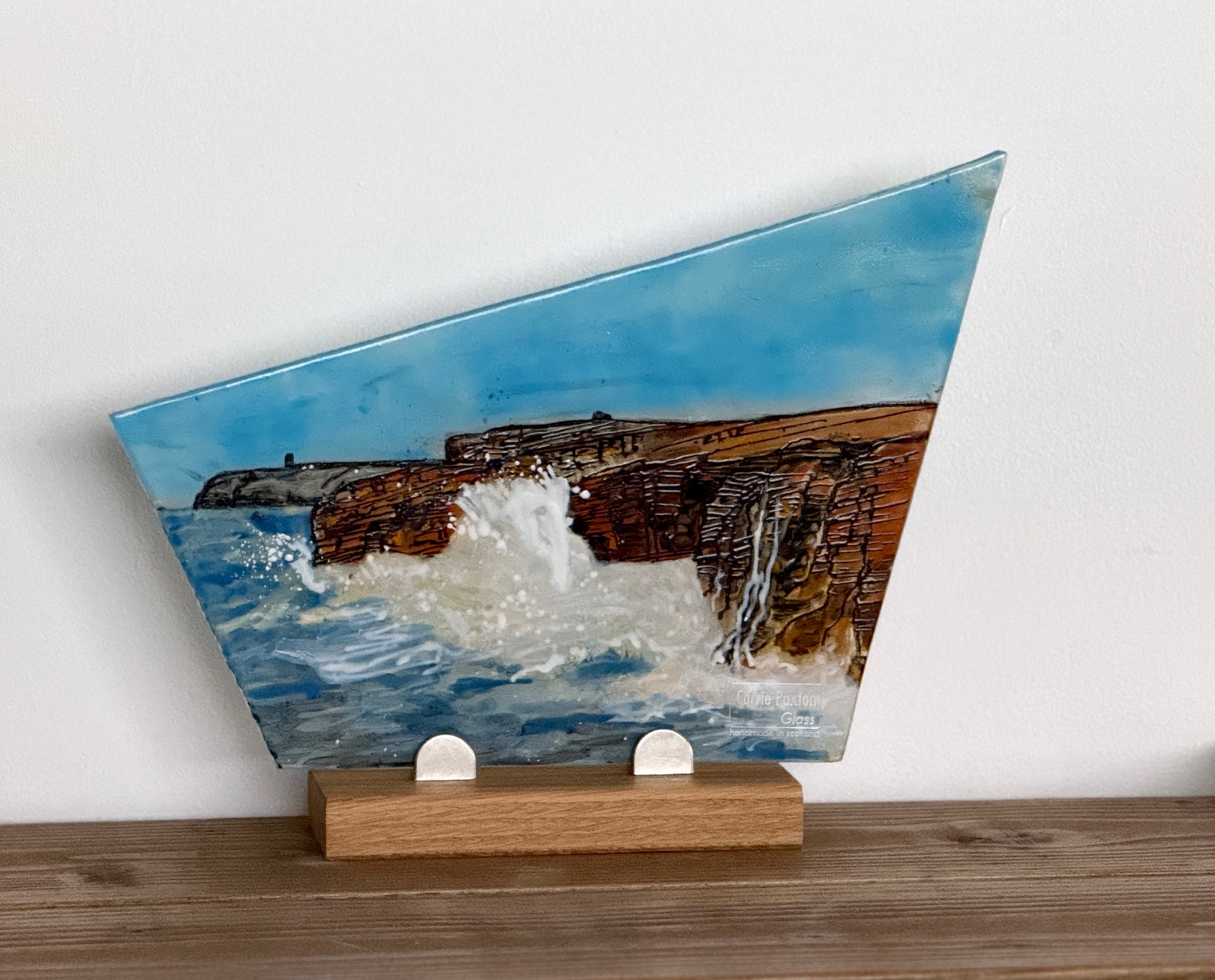 Cliffs at Marwick Head Panel on oak stand - Image 4