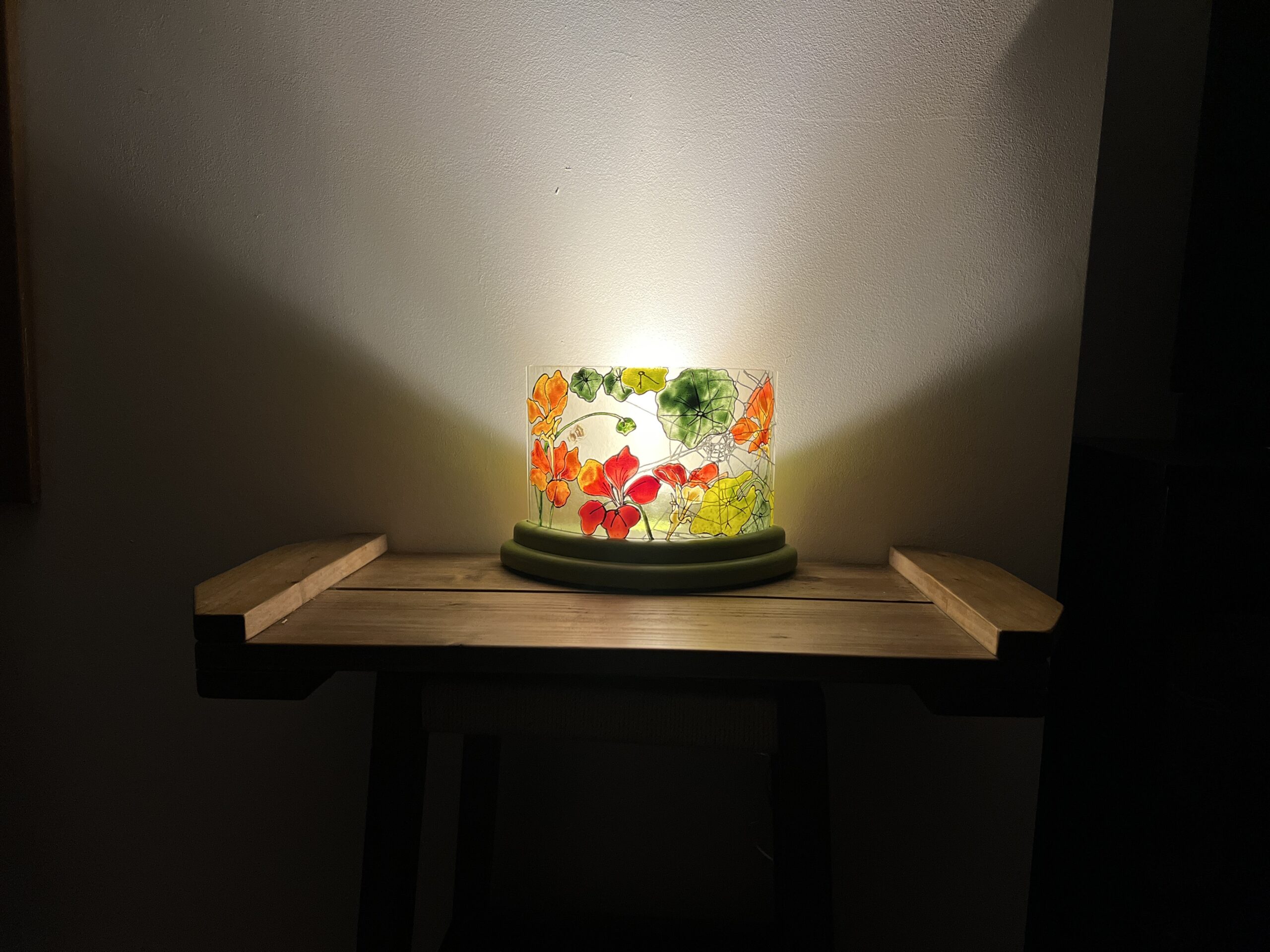 Vibrant Nasturtium Table Light with silver lustre cobweb - Image 6