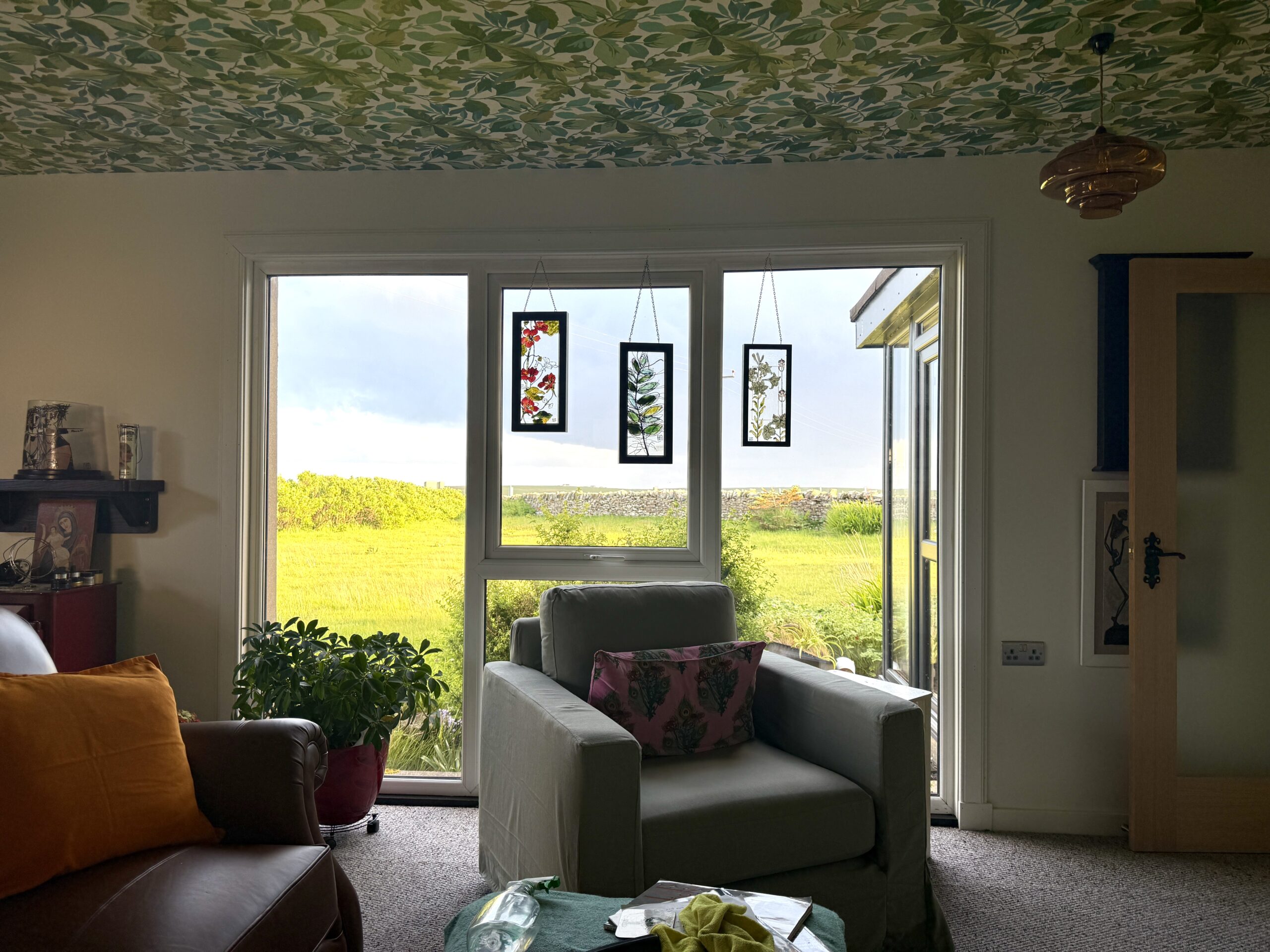 Nasturtium Framed Glass Panel - Image 7