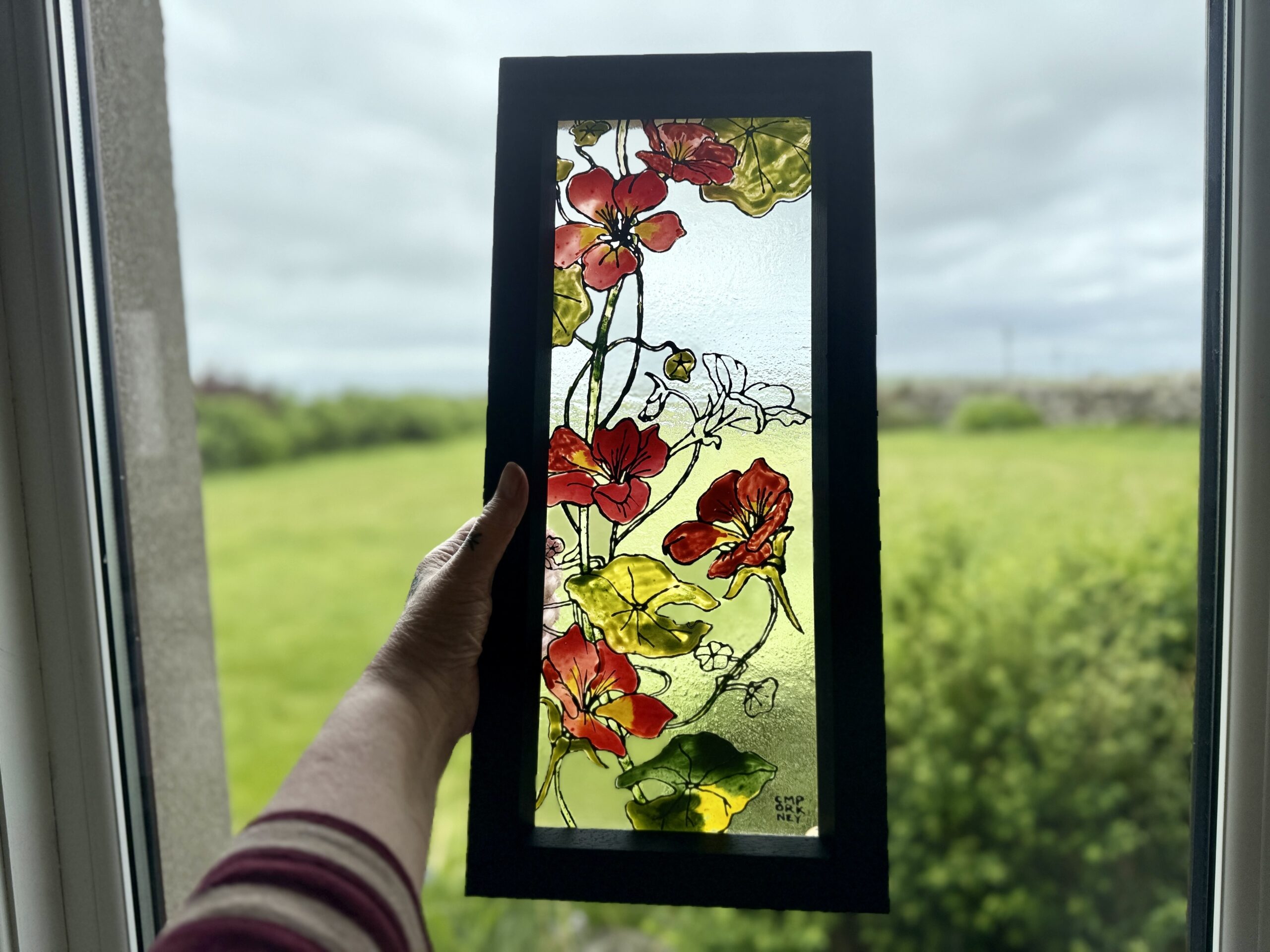 Nasturtium Framed Glass Panel - Image 5