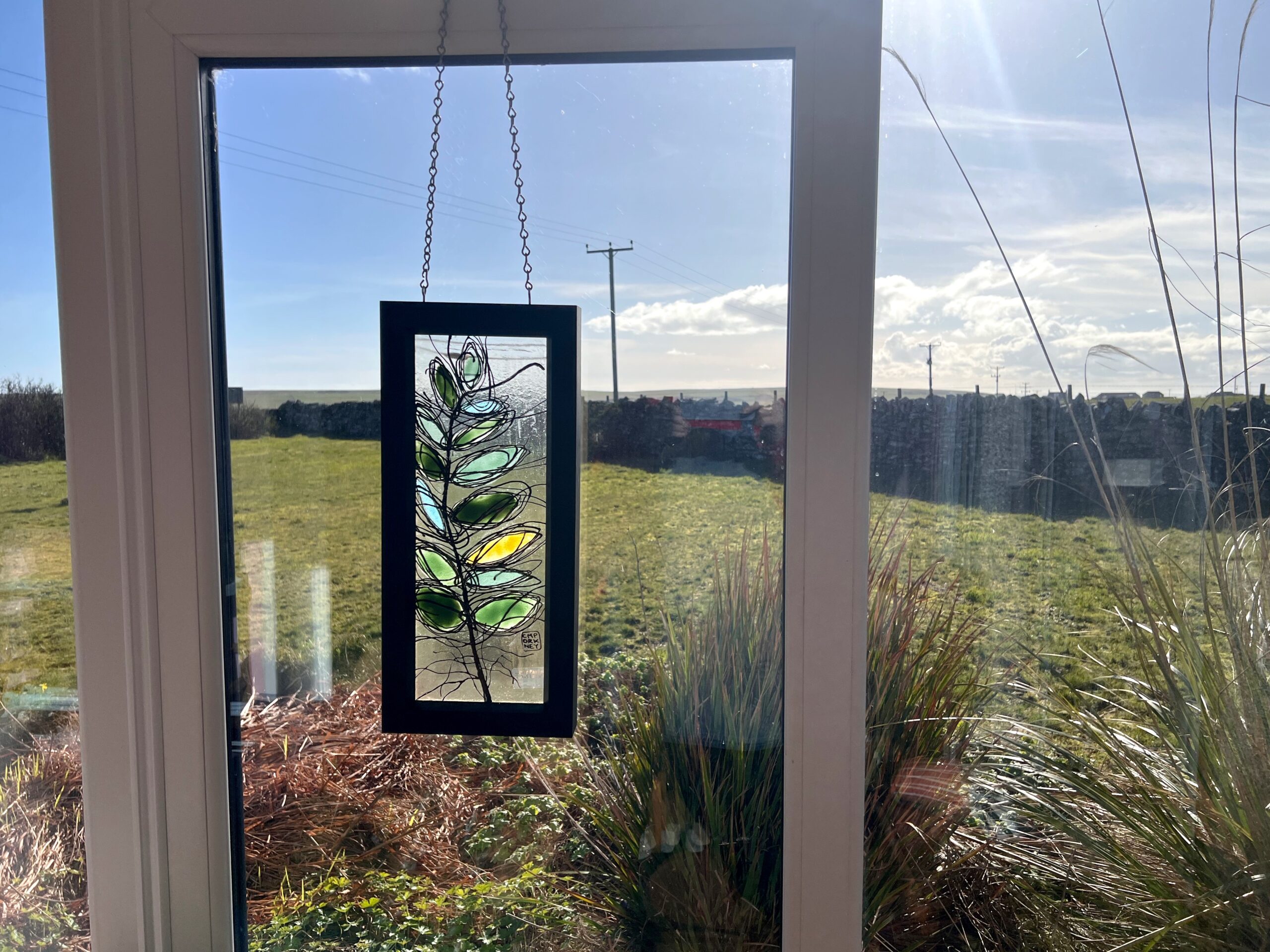 Framed Leaf Glass Panel - Image 3